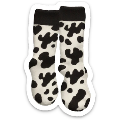 Realistic fuzzy cowprint socks  sticker