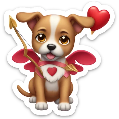 dog as valentine cupid sticker