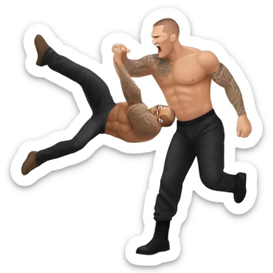 randy orton doing an RKO sticker