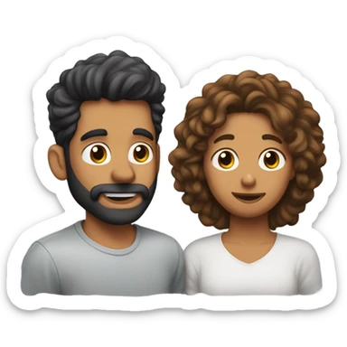 Dos chicos uno con barba y el otro con el pelo rizado dándose un beso sticker