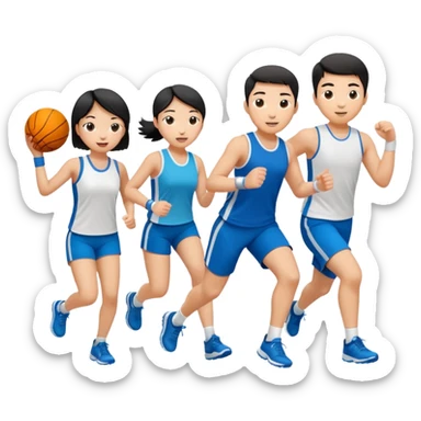 people playing sports add white and asian sticker