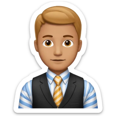 man in vest, striped tie sticker