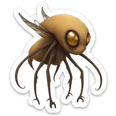 Brown furry alien beast with tendrils on its side, 4 clawed legs, and black eyes and insectoid wings and a long tail  sticker