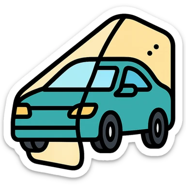 elegant and modern icon of a car covered with a transparent protective film, clean lines and subtle details sticker