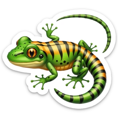 Frog with tiger body and scorpion tail and with mullet hairstyle sticker