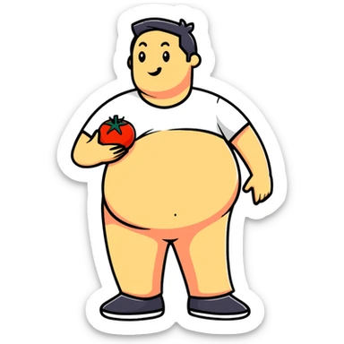 pregnant man with tomato belly sticker