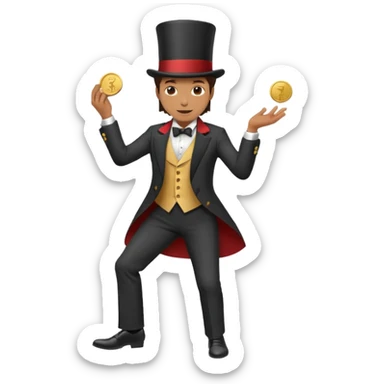 Magician with top hat,Street Performers,background street setup, with coins box, foot path view. sticker