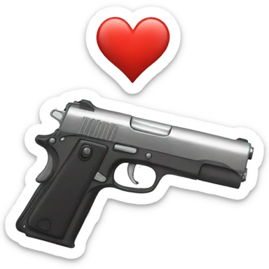 Gun with a heart  sticker