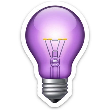 Create a glowing light bulb icon in shades of purple. Convey ideas and innovation. Keep it simple and clear. sticker