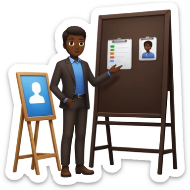 person silhouette standing next to a project board sticker