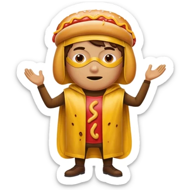 a hero who wear Hotdog costume  with a hero mask  sticker