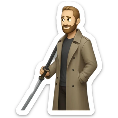 reddit moderator (neck beard, full body, trenchcoat, katana) sticker