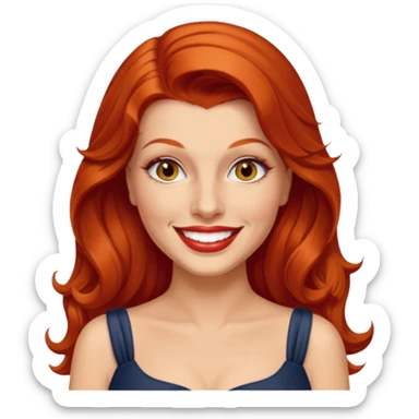 Rita Hayworth with long red hair, hazel eyes sticker