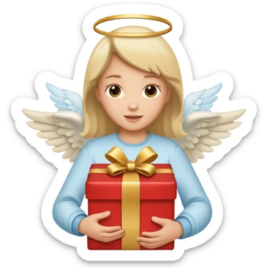 angel with present flying sticker