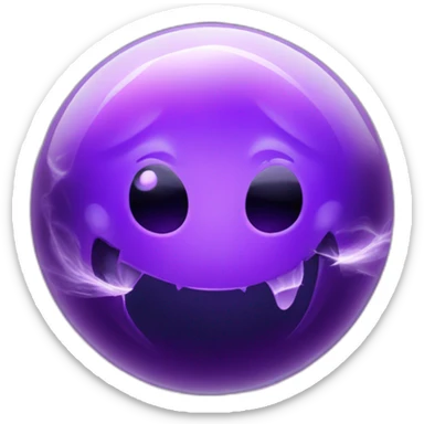 Crystal ball radiating with neon-purple mist and a ghostly face within sticker