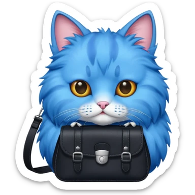 Blue cat with black bag sticker