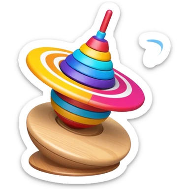 spinning top toy with swirling motion lines, fun and dynamic sticker