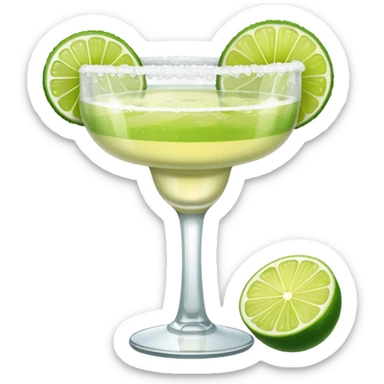 Margarita – glass with salted rim, lime wedge sticker