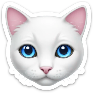 white cat with a pink bow and blue eyes sticker
