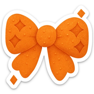 Make the glittery bow orange, keep it sparkling and decorative with no background. The style should be elegant and festive with a shimmering texture and vibrant glitter details. sticker
