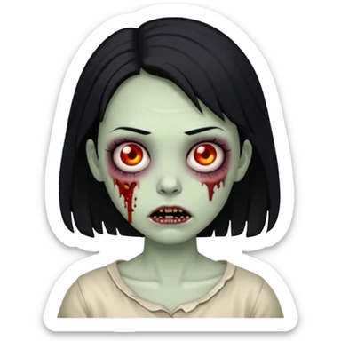 zombie girl with black hair sticker