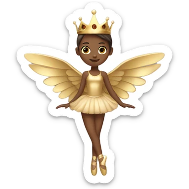  brown ballerina gold wings gold crown sticker