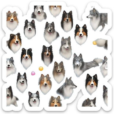  Black spotted brindle fluffy collie husky lurcher fox blue eyes fluffy ears and holographic harness running sticker