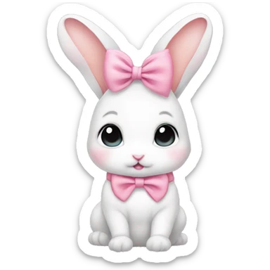 Baby bunny with coquette bow on ear sticker