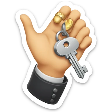 a hand with a key hovering on top of it sticker