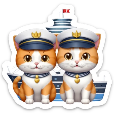 2 cats on cruise ship sticker