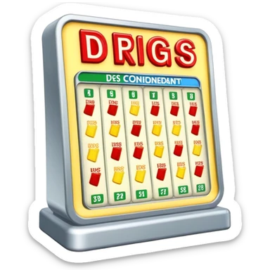 A ‘the price is right’ display that says ‘Drugs or condiment?’ Instead of prices or numbers  sticker