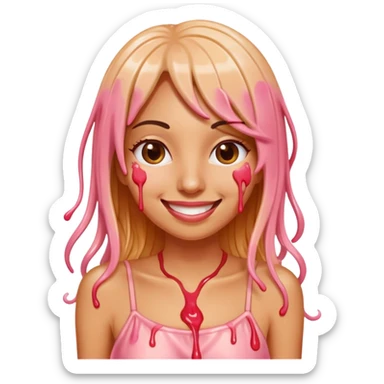  SPAM meat melted pink dripping sauce spaghetti dress monalisa portrait sticker