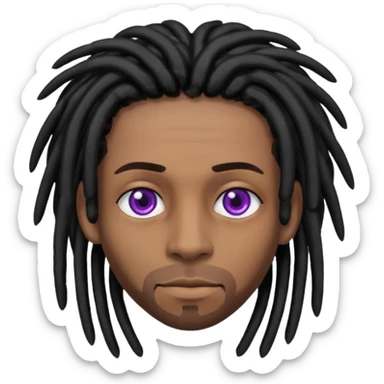 Brown skin male with black dreads and purple eyes  sticker