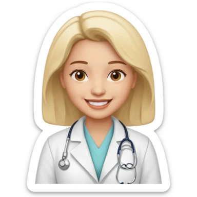 woman medic being accepted on a hospital sticker