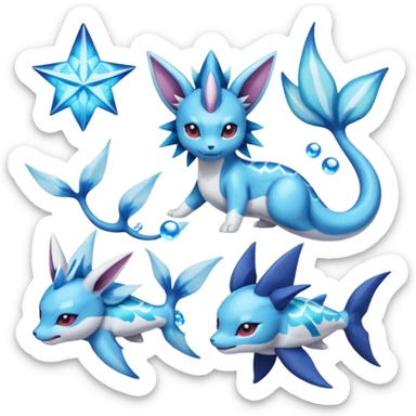 Primarina-Vaporeon-Glaceon-Suicune-Amaura-Dialga-fusion sticker