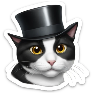 Tuxedo cat in a top hat sticker