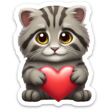 pallas cat holding a heart sticker