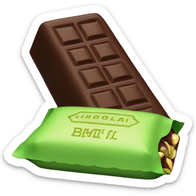 chocolate bar with pistachio filling sticker