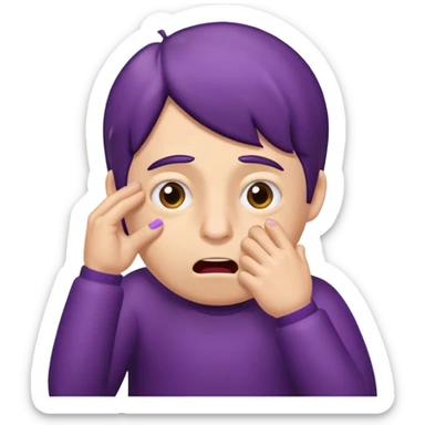 Eggplant with anxiety, pulling out his hair and biting his nails ￼ sticker