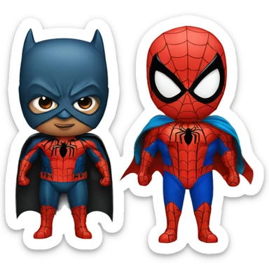 spiderman and batman with a bow on their head  sticker