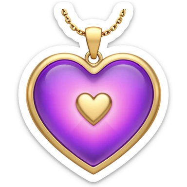 A very beautiful and aesthetic pink and gold heart pendant with a little I love you engraved on it. The style would be iOS. It has a purple glow around it. And it would look otherworldly and etherial. sticker
