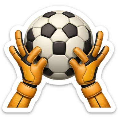 Soccer ball with goalie hands sticker