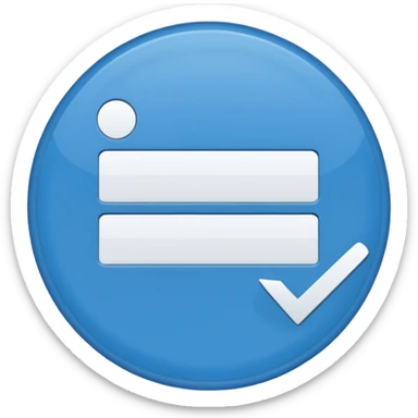 blue circle in the middle and white checklist mark sticker