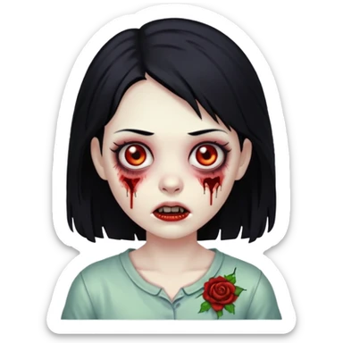 zombie girl with black hair sticker