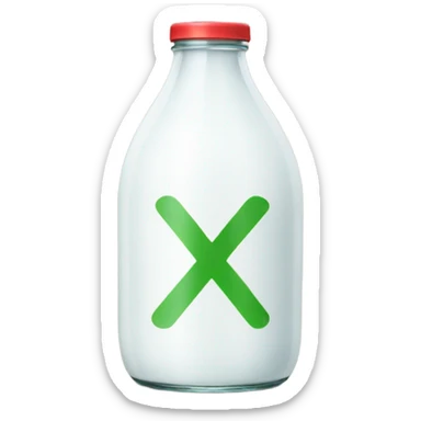 Milk bottle with an x over it sticker