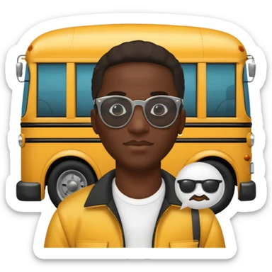 a school bus with a jamaican man saying bomboclat ("BOMBOCLAT' in speech bubble in front of the man) THE SPEECH BUBBLE MUST SAY BOMBOCLAT sticker