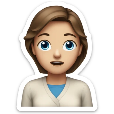 Girl with brown hair and blue eyes shocked sticker