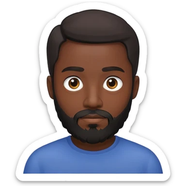 man with black skin and beard, shorter hair and smaller eyes sticker