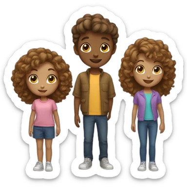 3 siblings 1 boy 2 girls  sticker