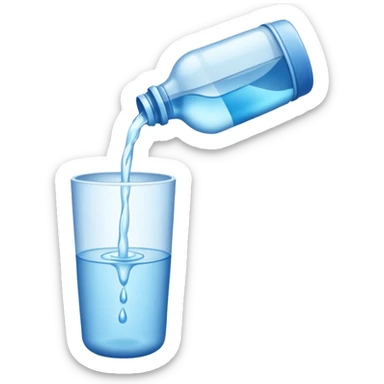 bottle of water being poured out sticker